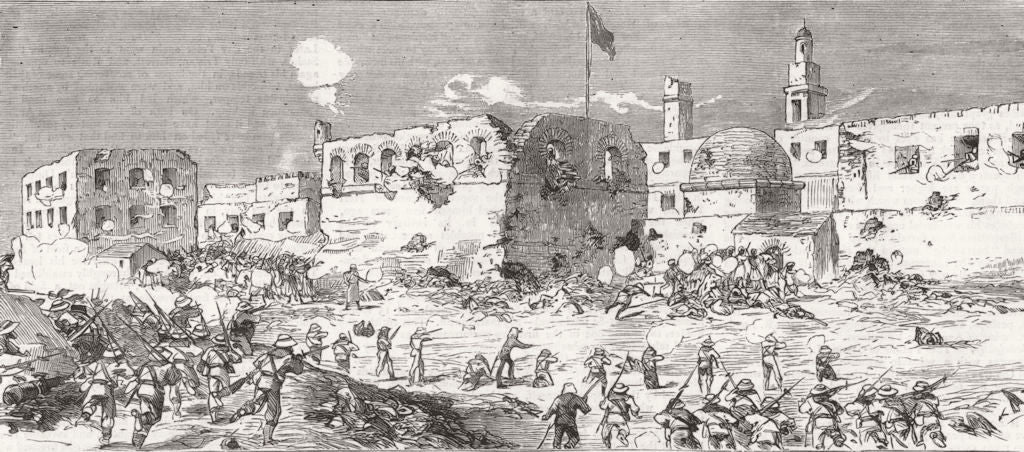 SFAX. The French troops storming the town, July 16. Tunisia 1881 old print